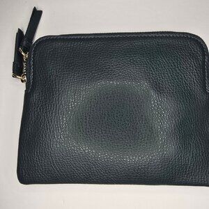 Mark And Graham Everyday Italian Leather Green Zip Zipper Pouch Not Monogrammed